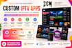 develop custom iptv app with frontend backend, UI design and app publishing