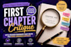 critique your first 3 chapters and hook as a beta reader