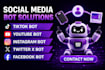 develop social media bot, twitter bot, tiktok bot, instagram bot, youtube bot