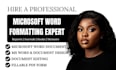do microsoft word document formatting, document editing and ms word design
