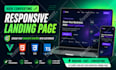 build a responsive landing page using vue js, HTML, CSS and ts