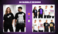 provide 30 bubble typography t shirt designs bundle