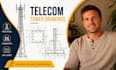 telecom tower structural drawing, cell tower foundation, telecom cad layout