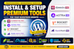 install elementor pro, astra pro, wp rocket and rank math pro on wordpress