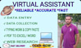 be virtual assistant for data entry, web research, pdf to excel, typing copy pas