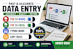 do copy paste, web research and data collection