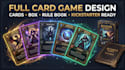 develop full card game design rule book, box mockup and tcg card for kickstarter