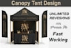 do canopy tent design, flag design, table cover design, back and side walls