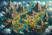 illustrate a marvelous fantasy concept map design