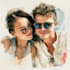 amazing watercolor couple portraits