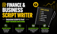 write engaging finance business and documentary youtube scripts