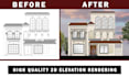 professional 2d elevation rendering in photosho