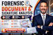 do forensic document and signature analysis, forgery detection, report writing