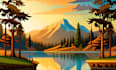 create flat landscape illustrations of nature