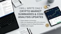 write daily crypto market summaries and coin analysis updates