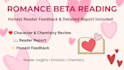 beta read your romance novel and provide detailed feedback