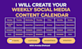 create a weekly social media content calendar with captions
