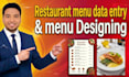 provide restaurant menu data entry and design