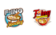 design superb modern noodles logo with express delivery