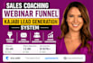 setup sales coaching webinar funnel kajabi lead generation website course setup
