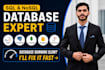 do database design, write complex sql queries, erd, and optimization