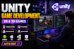 do 2d, 3d unity game development as unity game developer