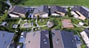 render 3d residential site plan layout,townhouse complex visual,sketchup terrain