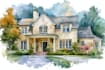 create a watercolor house portrait or buildings