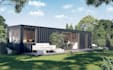 render 40ft container home with 2d plan, prefab home mep, multi container home