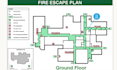 design fire evacuation pla, emergency exit, safety plan, floor plan building map