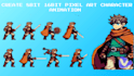 create 8bit 16bit pixel art character animation sprite sheet for 2d games