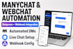 build botpress webhook integration live chat manychat automation webchat