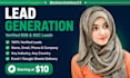 do b2b lead generation, linkedin leads, email list building and web reseach