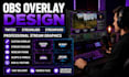 design obs overlay, twitch overlay animated streamlabs and streamyard package