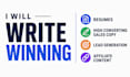 create professional resumes, persuasive sales copy, lead generation