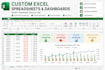 create custom excel spreadsheets, dashboards and trackers