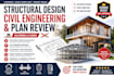 do structural design, civil engineering, plan review in california, florida