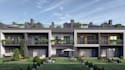 develop modern townhouse exterior from 2d sketch, visualize residential complex