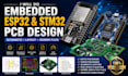 do embedded esp32 stm32 pcb design, schematic layout and gerber files