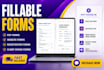fillable PDF form, fillable PDF, editable fillable form, business doc design