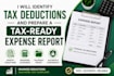 identify tax deductions and prepare tax ready expense report