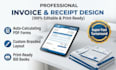professionally make, create and editable invoice receipt bill book
