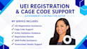 help with uei registration, cage code support and entity validation
