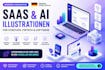 create modern saas ai startup website illustration isometric design fintech art