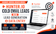 do hunter io cold email leads b2b lead generation data entry