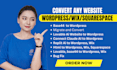 migrate claude code html website lovable to wordpress wix shopify squarespace