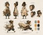 create character turnaround, expression sheet and pose sheet