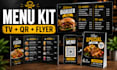 design restaurant menu, TV menu, flyer, and qr code menu kit