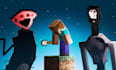 create a high quality horror minecraft thumbnail