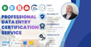 data entry, excel, word, certification, and analysis support